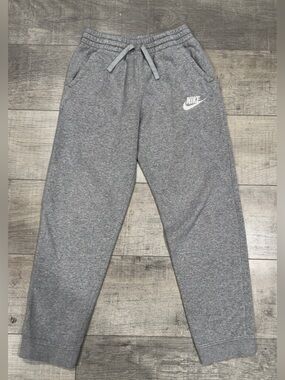 Nike Gray Fleece Jogger Sweatpants Size XL for Youth, Embroidered Swoosh